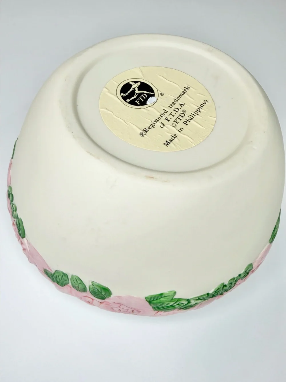 Vintage FTD Pink Rose Ceramic Planter Coquette Garden Flower Cache Pot Rosebud